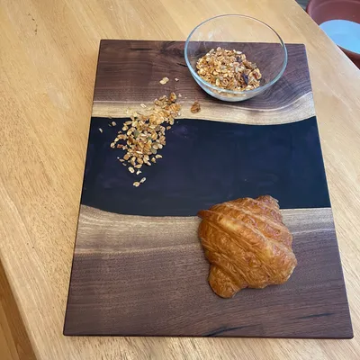Charcuterie board, Black Walnut and black epoxy