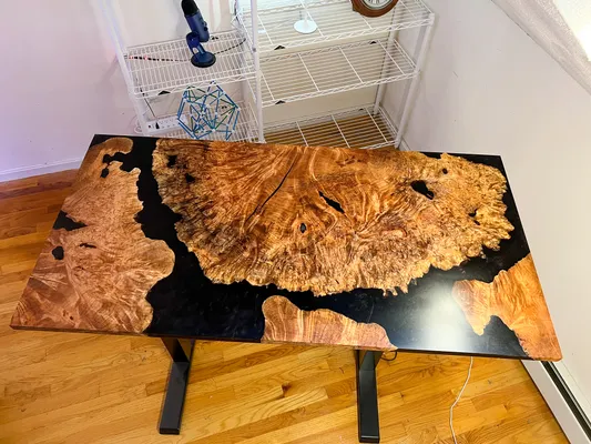 Desk, Maple Burl and black epoxy